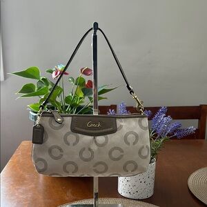 Coach Brown and Tan Mini Shoulder Bag with Signature Design
